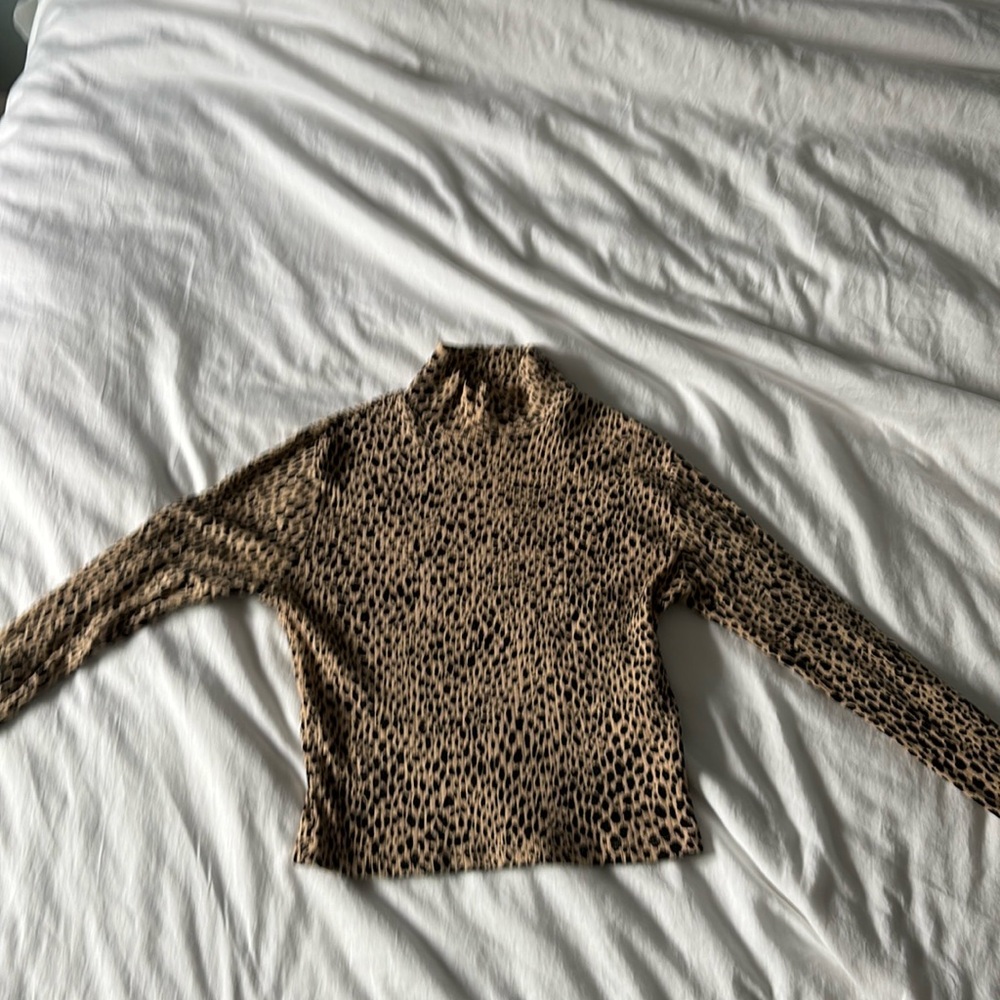Cropped leopard brandy melville turtle neck